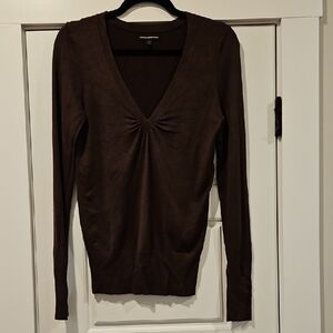 Express Brown V-Neck Sweater